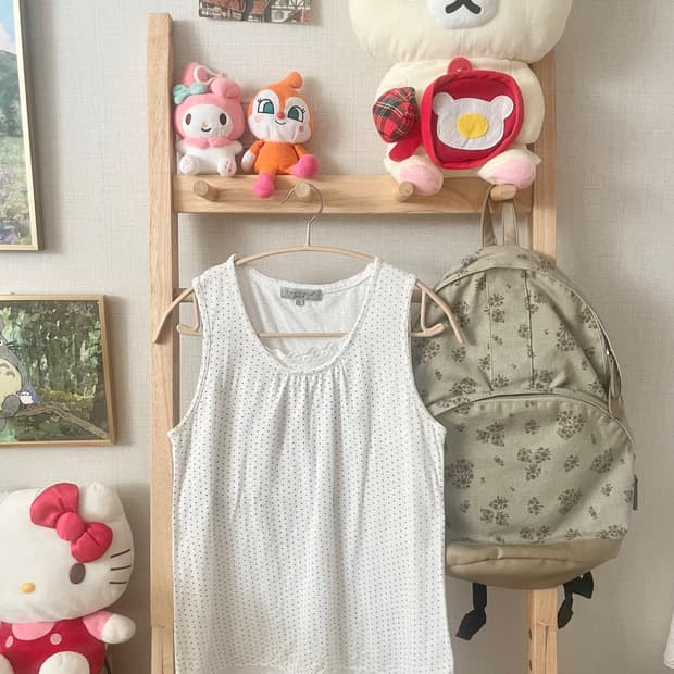 모리걸 빈티지 도트 레이스 슬리브리스 🤍🎀