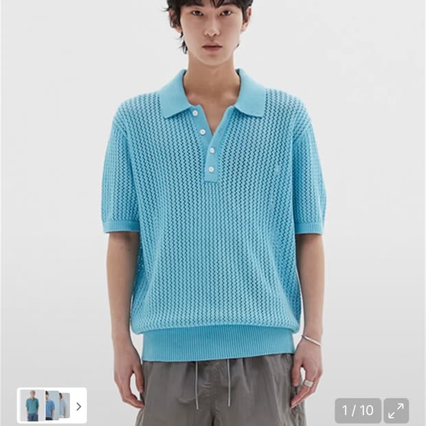 르마드 스카시 반오픈 4버튼 하프니트 라이트 블루 3사이즈