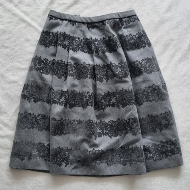 빈티지 오리엔탈 그레이 레이스 스커트