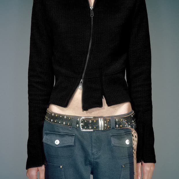 VACANT ARCHIVE moro ribbed hood zip-up