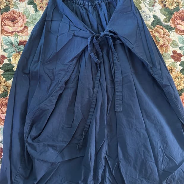 네이비 리본포인트 롱스커트