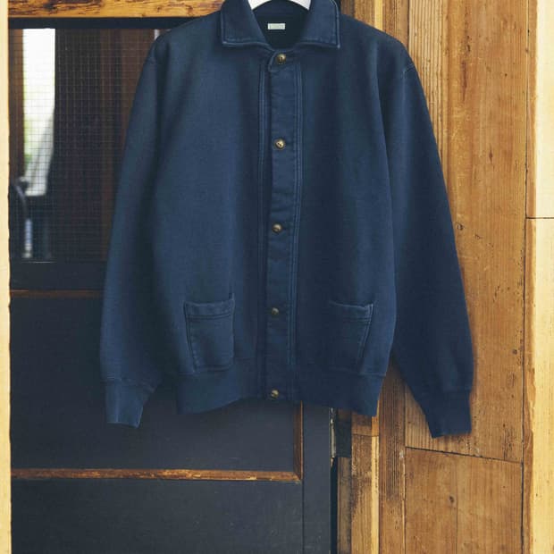 [3]A.PRESSE 아프레쎄 비오탑 별주 빈티지 스웨트 가디건 네이비