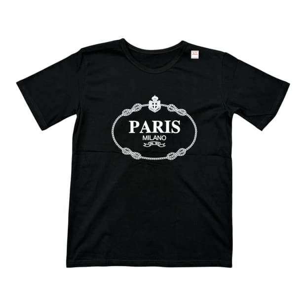 💖 PARIS 밀라노 로고 블랙 라운드 반팔티 [굿세링]