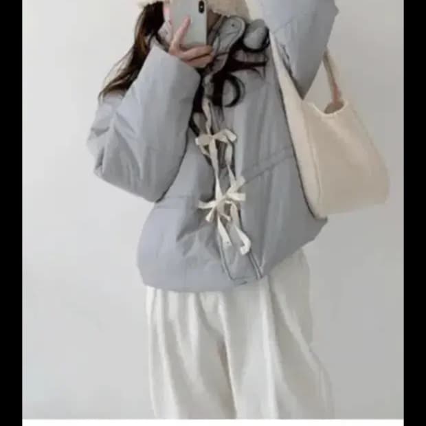 미니포에 리본 패딩