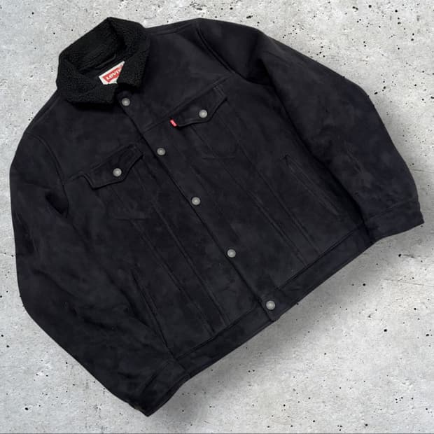 [M] 리바이스 블랙 스웨이드 쉐르파 트러커 자켓 C129