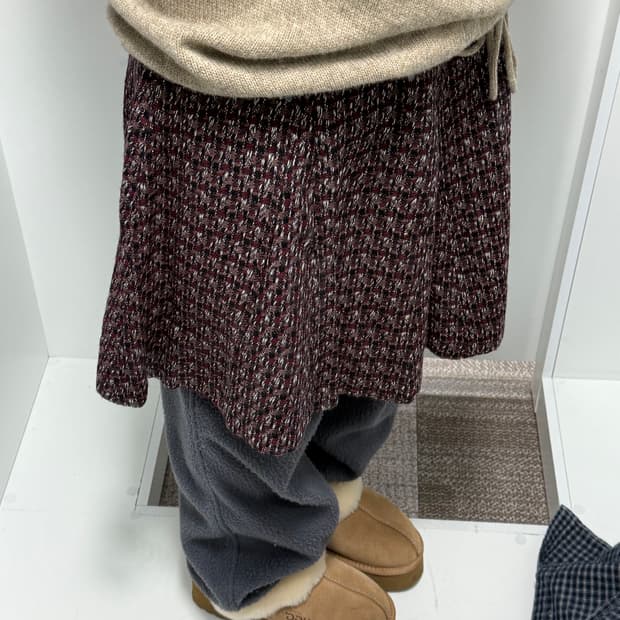 빈티지 믹스 체크 트위드 스커트