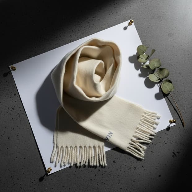 LANVIN 랑방 아이보리 램스울 머플러