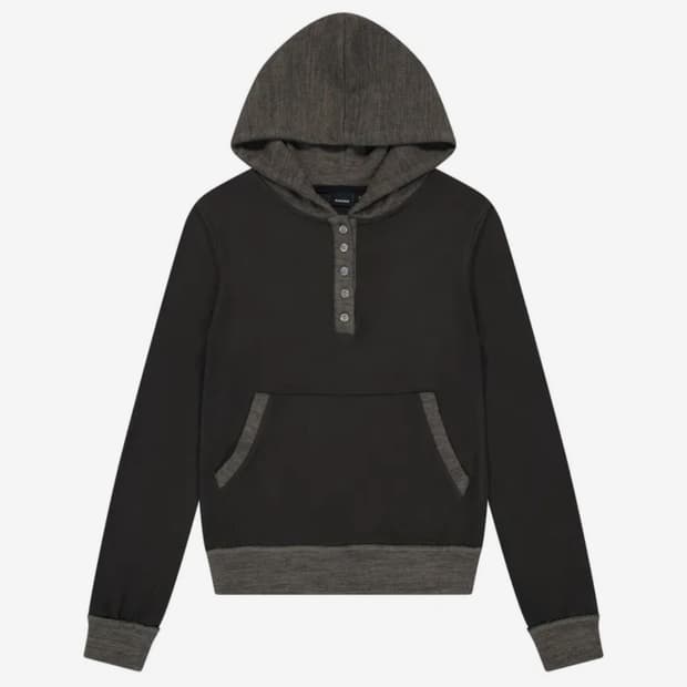 아캄 Contrast Logo Button Hoodie 후디 브라운