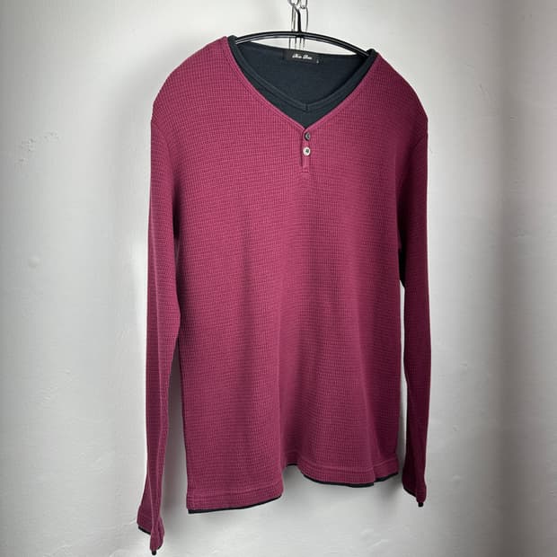 JPN fake layered knit sleeve top 