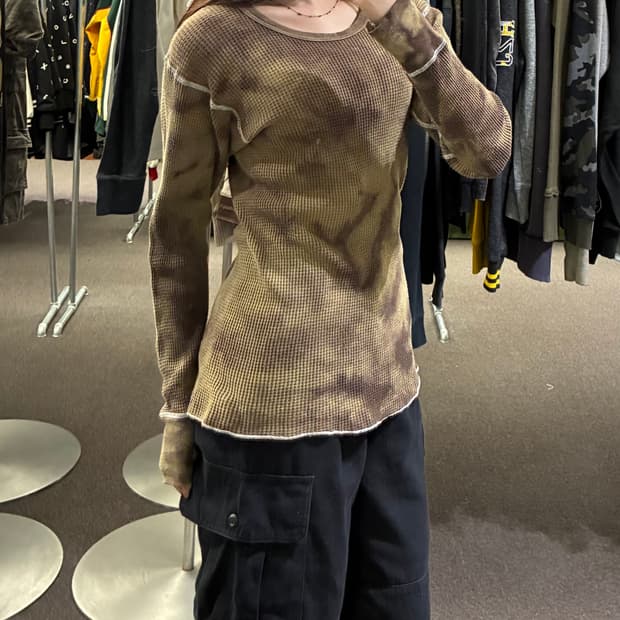 M)Japanese vintage 타이다이 와플 크루넥 롱슬리브