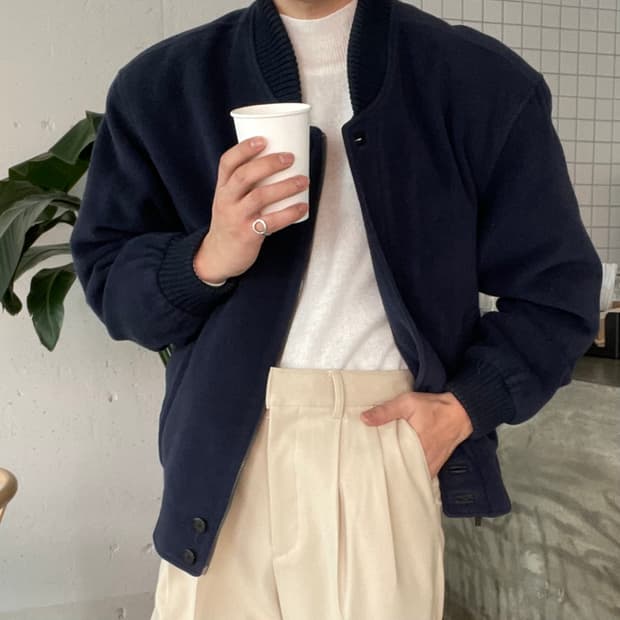 (YSL)입생로랑 스웨이드 모직 블루종자켓