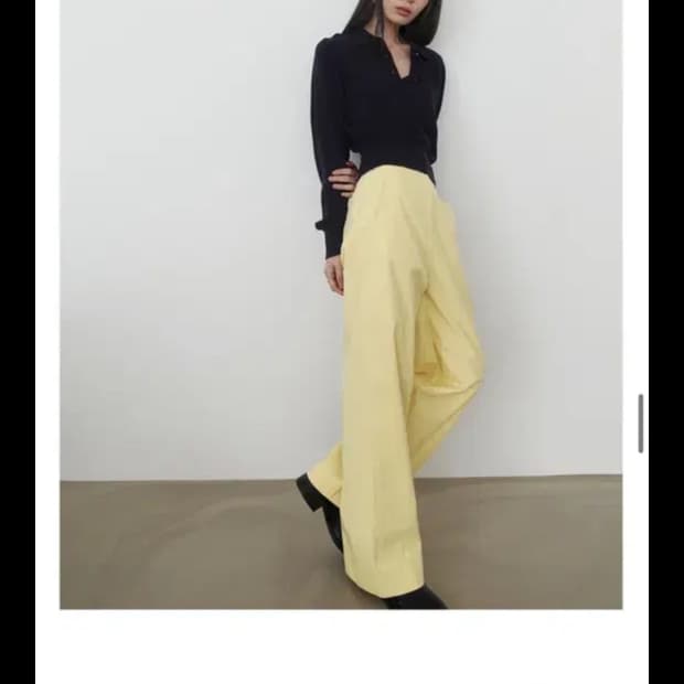 Mok 모크 레몬 컬러 와이드팬츠 슬랙스