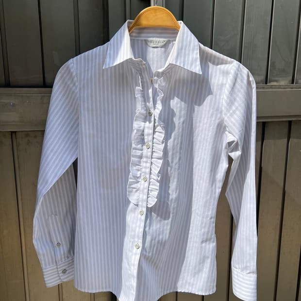 Pinstripe Ruffle Shirt