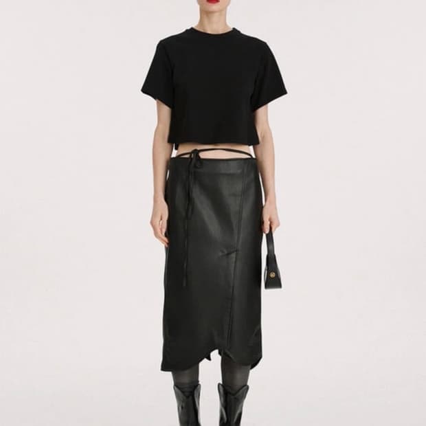 렉토 로우라이즈 레더스커트 s (새재품)