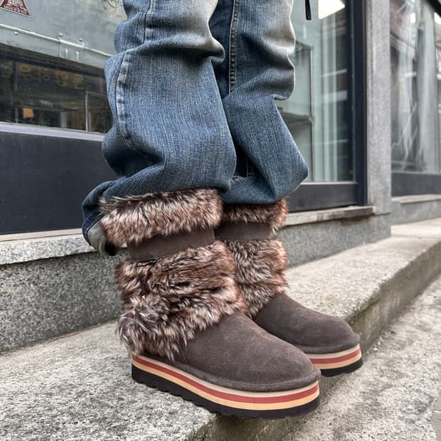 00s BEARPAW 스웨이드 퍼 트림 어그 부츠