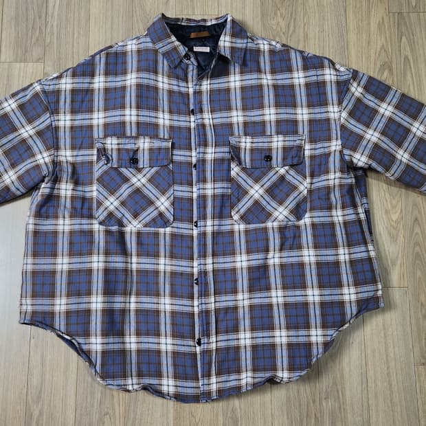 KAPITAL 캐피탈 넬 체크 x 퀼팅 슬래피 셔츠 코트 사이즈2