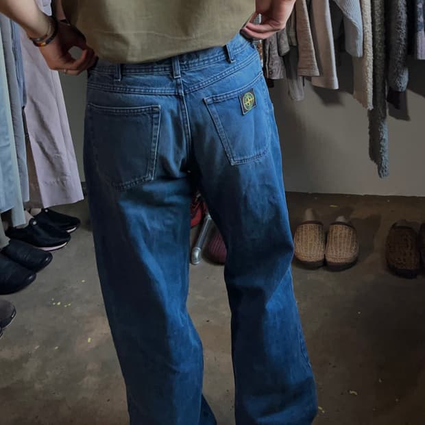 [48]90s 스톤아일랜드 아카이브 그린 엣지드 패치 데님