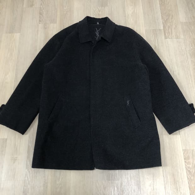 (105) 90's 입생로랑 YSL 울 100% 카코트 차콜 (+내피)