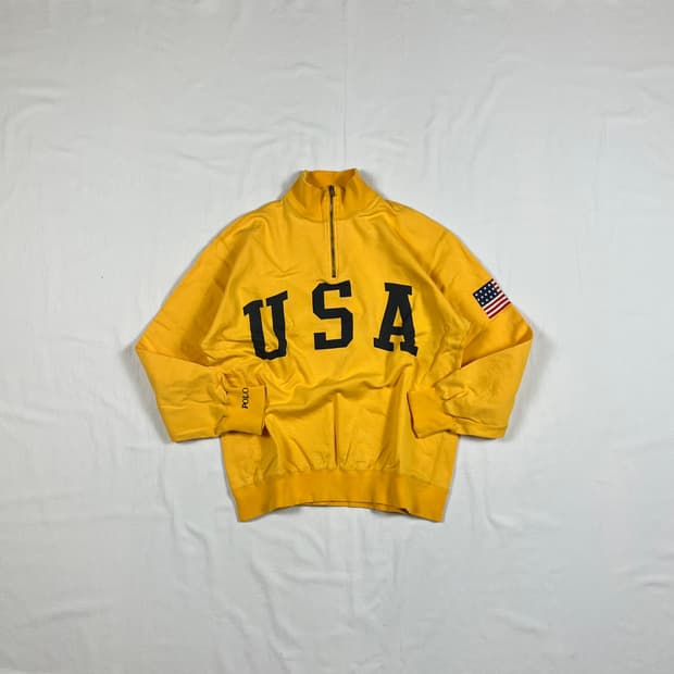 90‘s 폴로랄프로렌 polp usa 성조기 스웻 하프집업