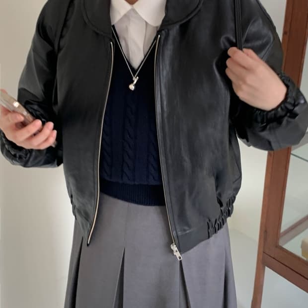 미엘 페이크레더 버닝 자켓 Free _ 여성