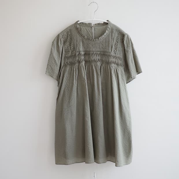 Khaki pintuck one-piece