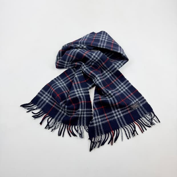 버버리 네이비 체크 머플러 정품