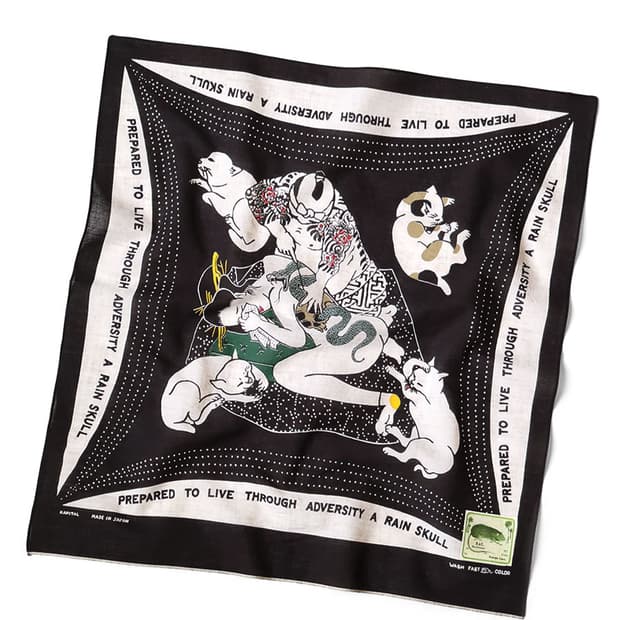 캐피탈 패스트컬러 셀비지 반다나 레인 스컬 노 우먼 블랙  EK-1692