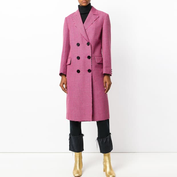 MSGM 더블 브레스트 체크울코트 55-66