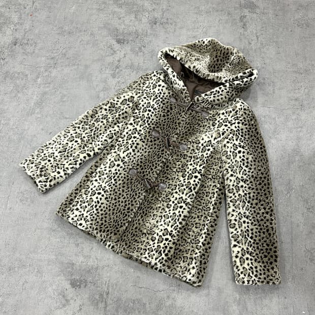 톰보이 레오파드 퍼 떡볶이 후디 코트