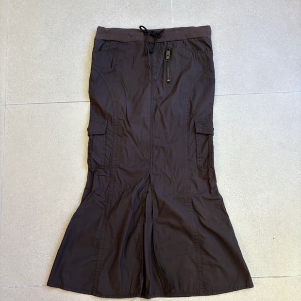 브라운 카고 롱스커트