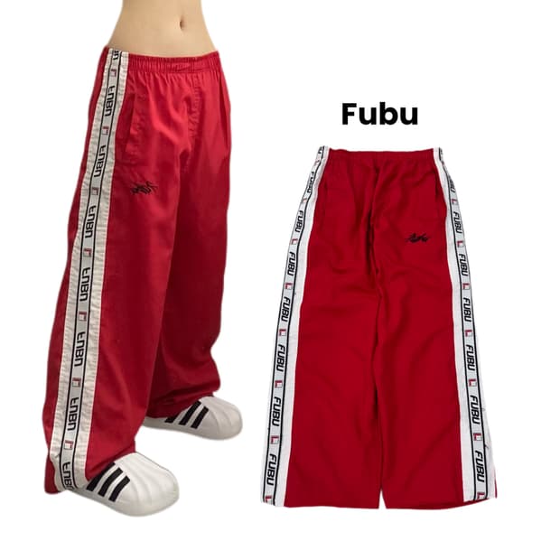 FUBU 후부 사이드라인 올드스쿨 와이드 바람막이 트랙팬츠