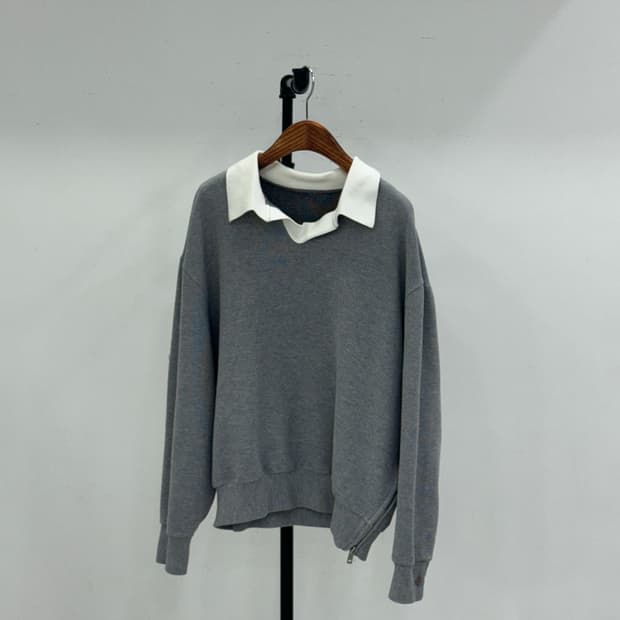 시스템 옴므 오픈 카라 니트