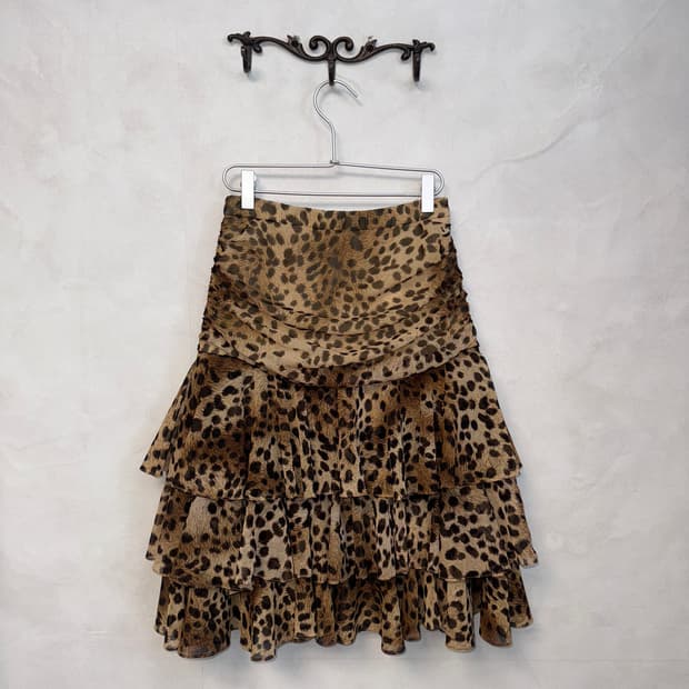 Brown leopard shirring cancan skirt/ops