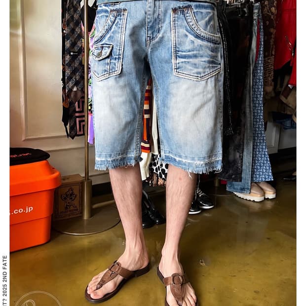Back Number Washed Wide Denim Shorts