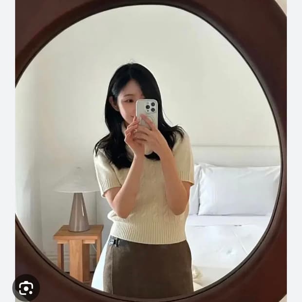 유에르 시테 케이블 숏 슬리브 니트