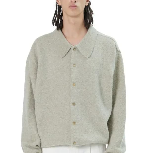 [1] 브라운야드 알파카 카라 가디건 올리브