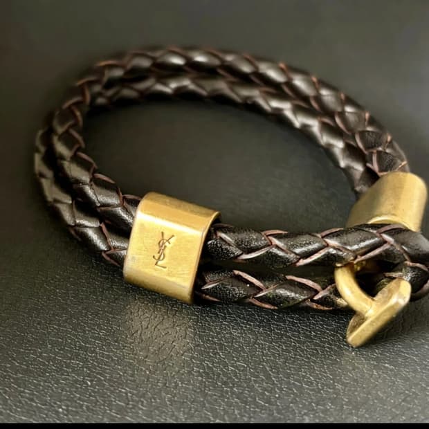 [생로랑]브라운 가죽 팔찌