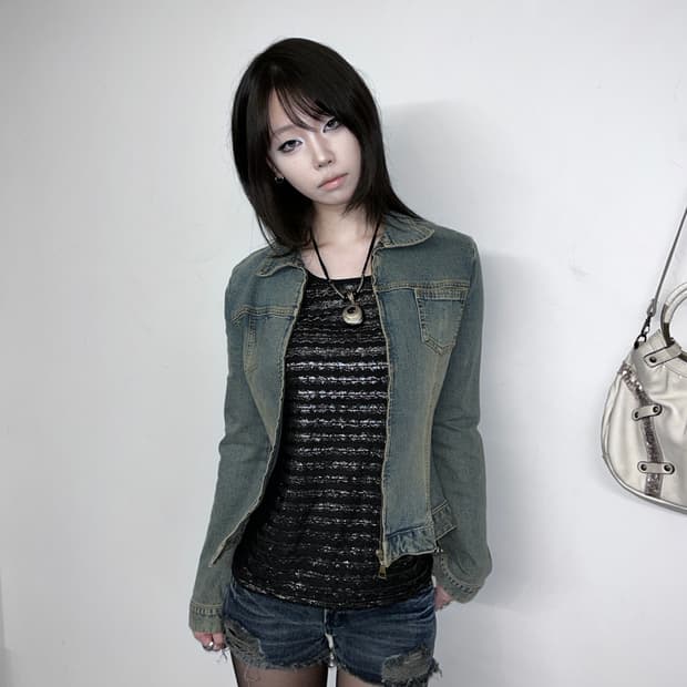 VIKI Side Eyelet Lace-Up Trucker Zip Jk