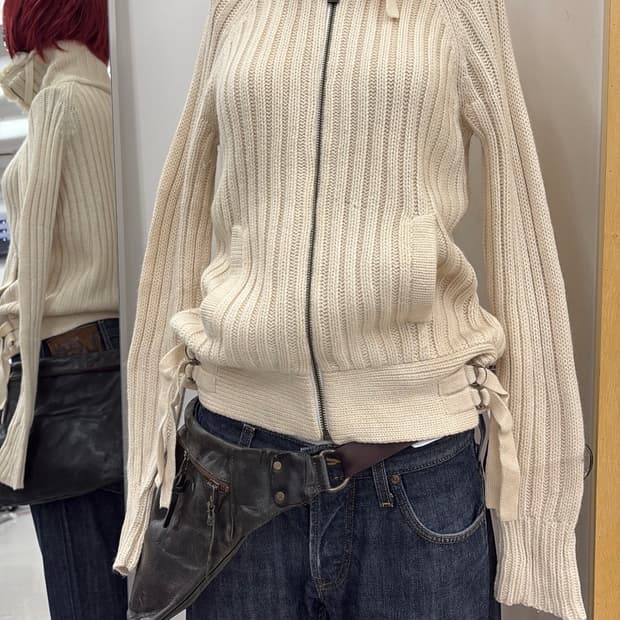 아이디 빈티지 파우닝 니트 집업 