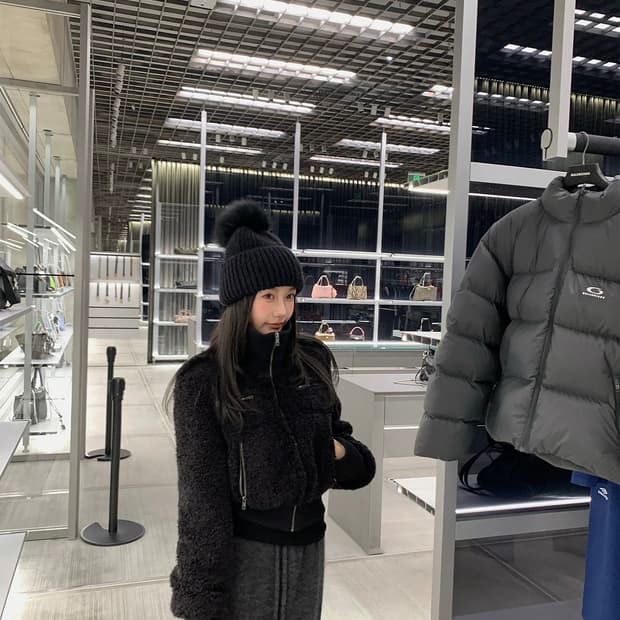 크롭 퍼 집업 자켓