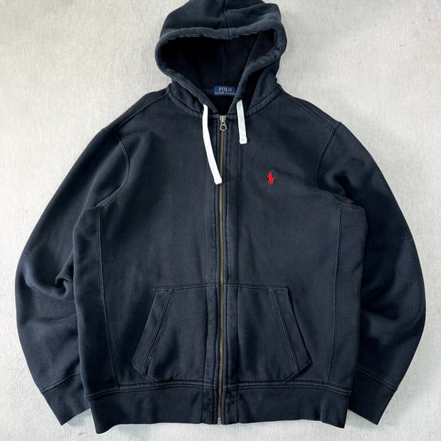 100 폴로랄프로렌 와플 블랙 후드집업