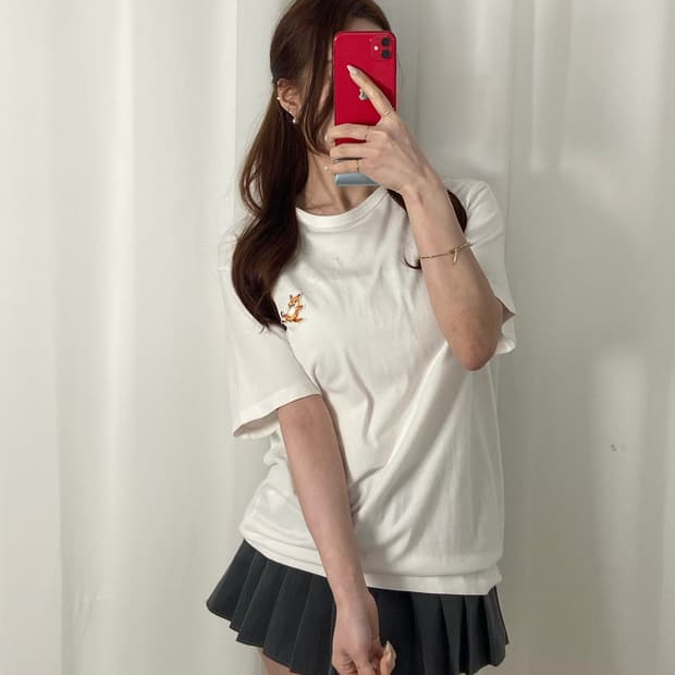 메종키츠네 와펜 라운드 티