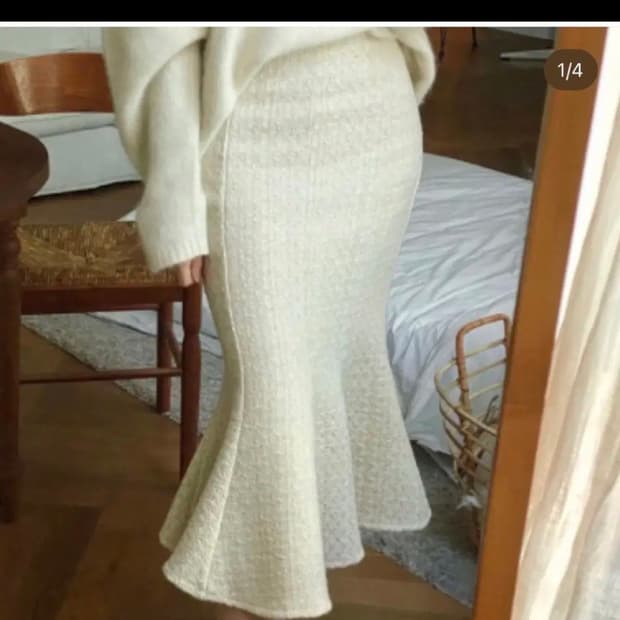 라벨르블랑 금사 트위드 머메이드 스커트