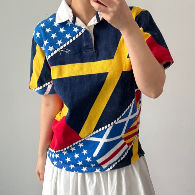 [L] 타미힐피거 멀티컬러 반팔 카라티