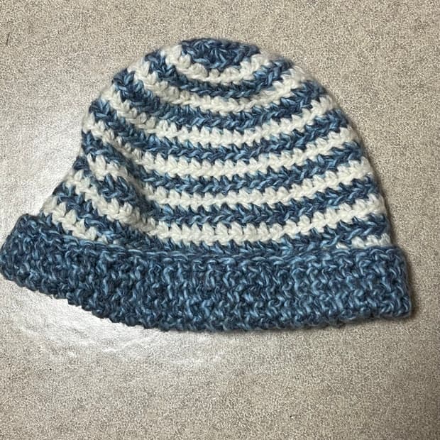 스트라이프 니트 비니