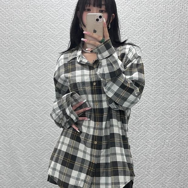 에디바우어 컨트리 빈티지 오버핏 플란넬 체크 셔츠 XL C12337
