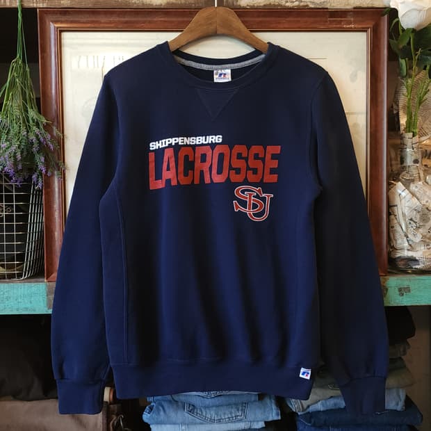 90s 러셀 맨투맨 스웻셔츠 라크로스 빈티지 레터링 스웻셔츠 네이비 S