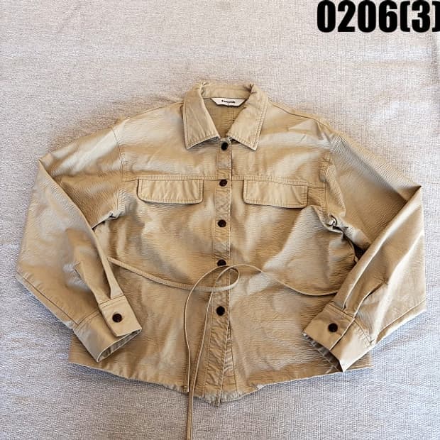 [S] 8 seconds 베이지 숏 크롭 레더 가죽 자켓 0206(3)