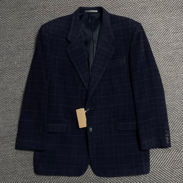00s 입생로랑 아카이브 체크 패턴 캐시미어 혼방 블레이져o 5206