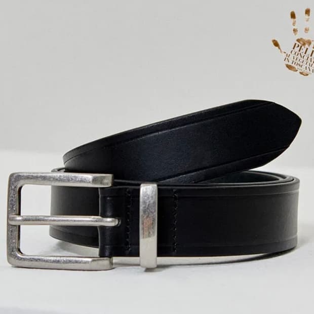 도프제이슨 심플 스퀘어 하드레더 벨트 블랙